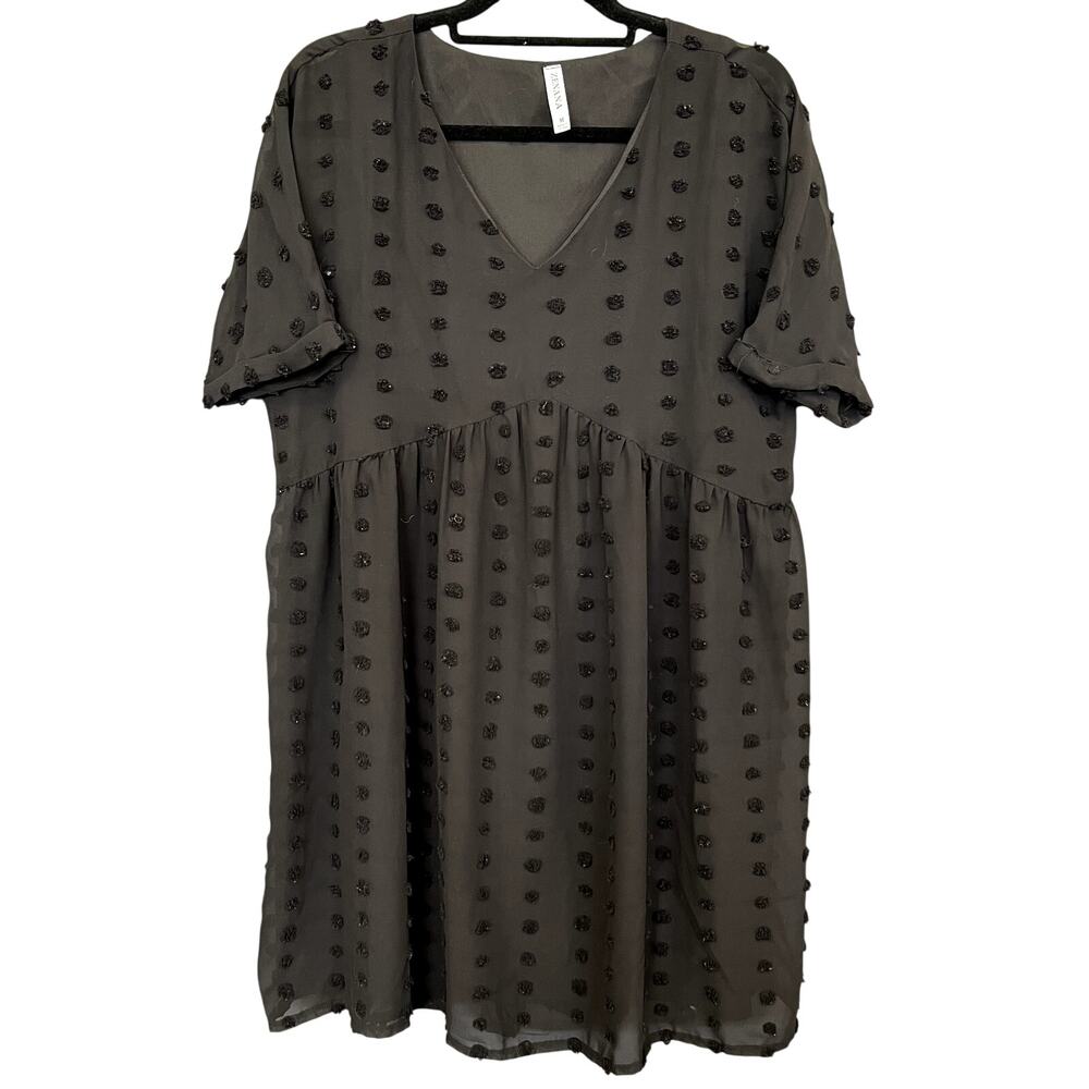 Zenana Swiss Dot Lined Mini Dress Size Medium